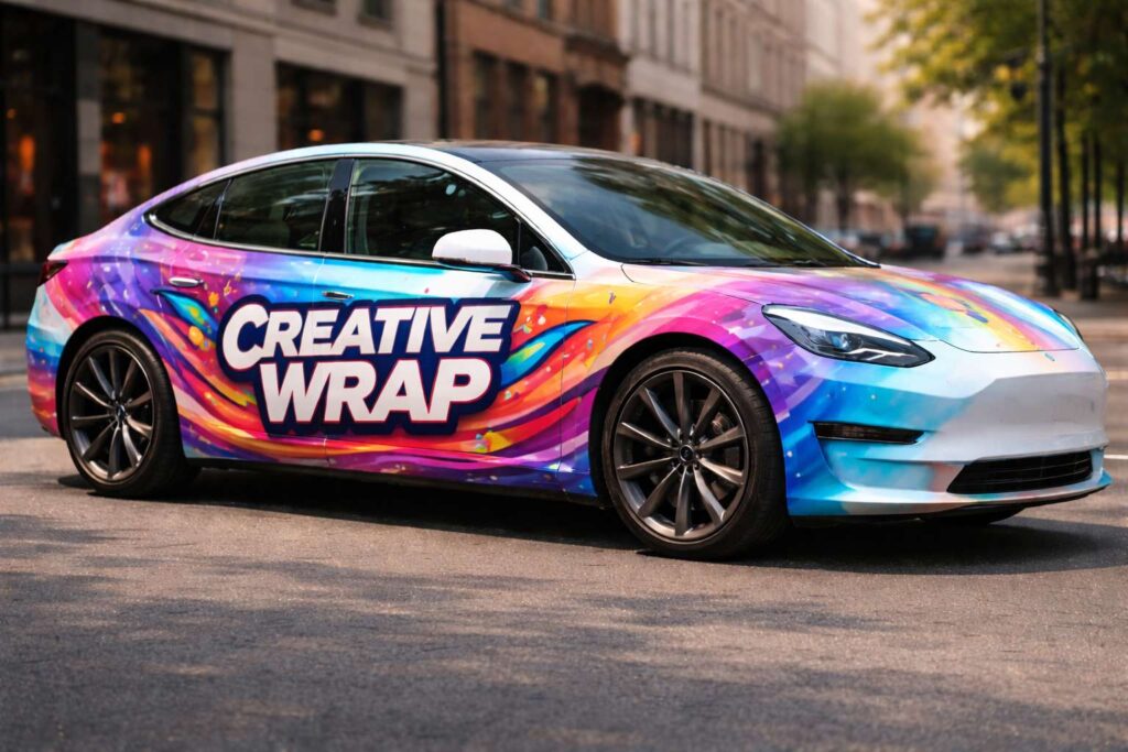 tesla model 3 med bilfolie