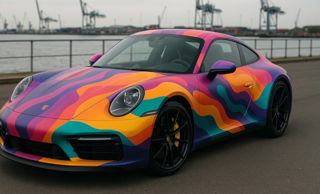 bil folie i praksis - sportsbil med vinyl wrap