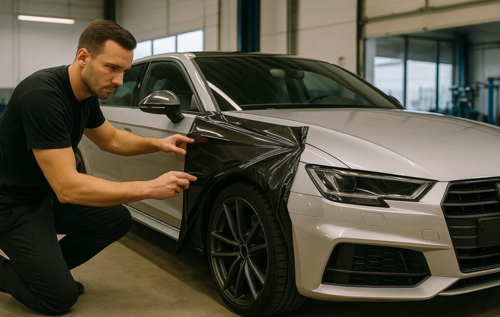 bil wrapping - montering af folie på panel