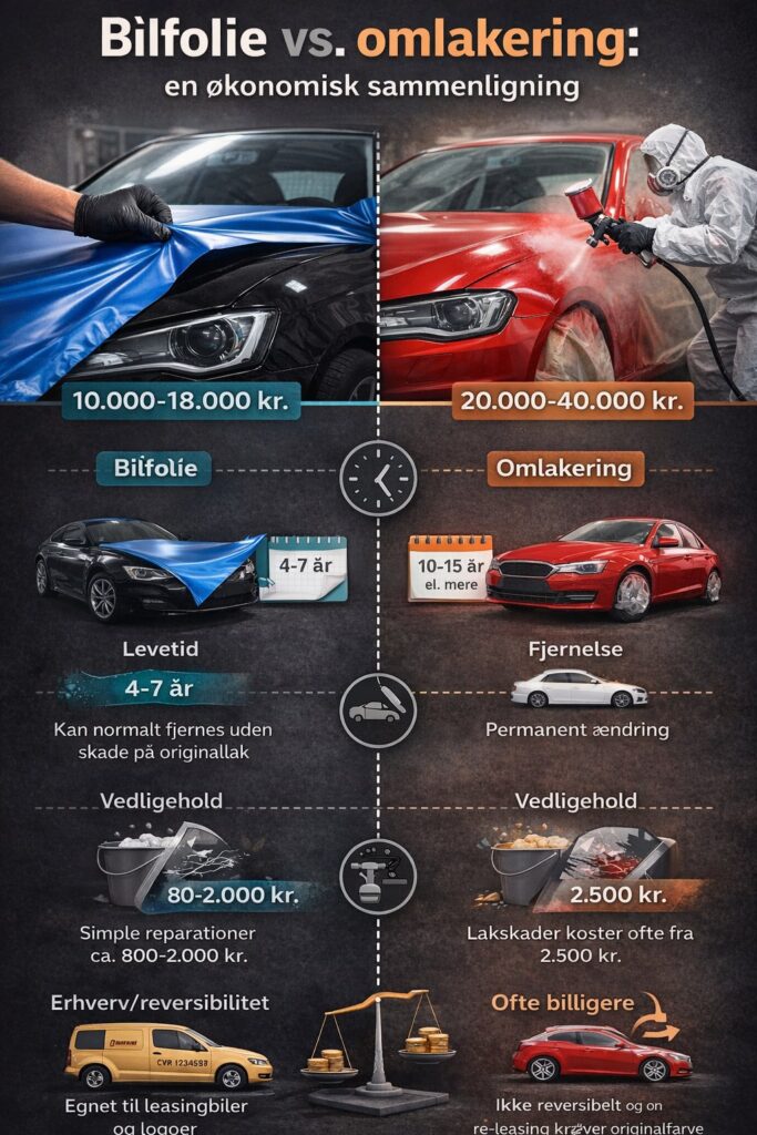 Bilindpakning vs lakering - infographics